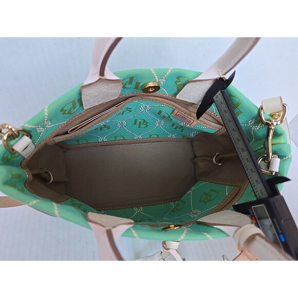 Dooney And Bourke Signature Rope Lattice DB Canvas Y2K Satchel Mint White - Picture 10 of 16